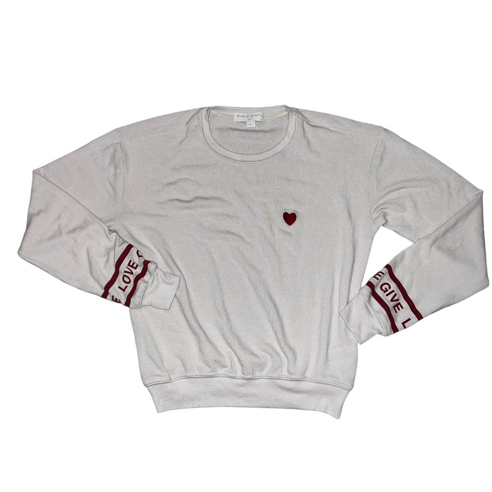 Like new SPIRITUAL GANGSTER White & Red GIVE LOVE Sweatshirt Size Small